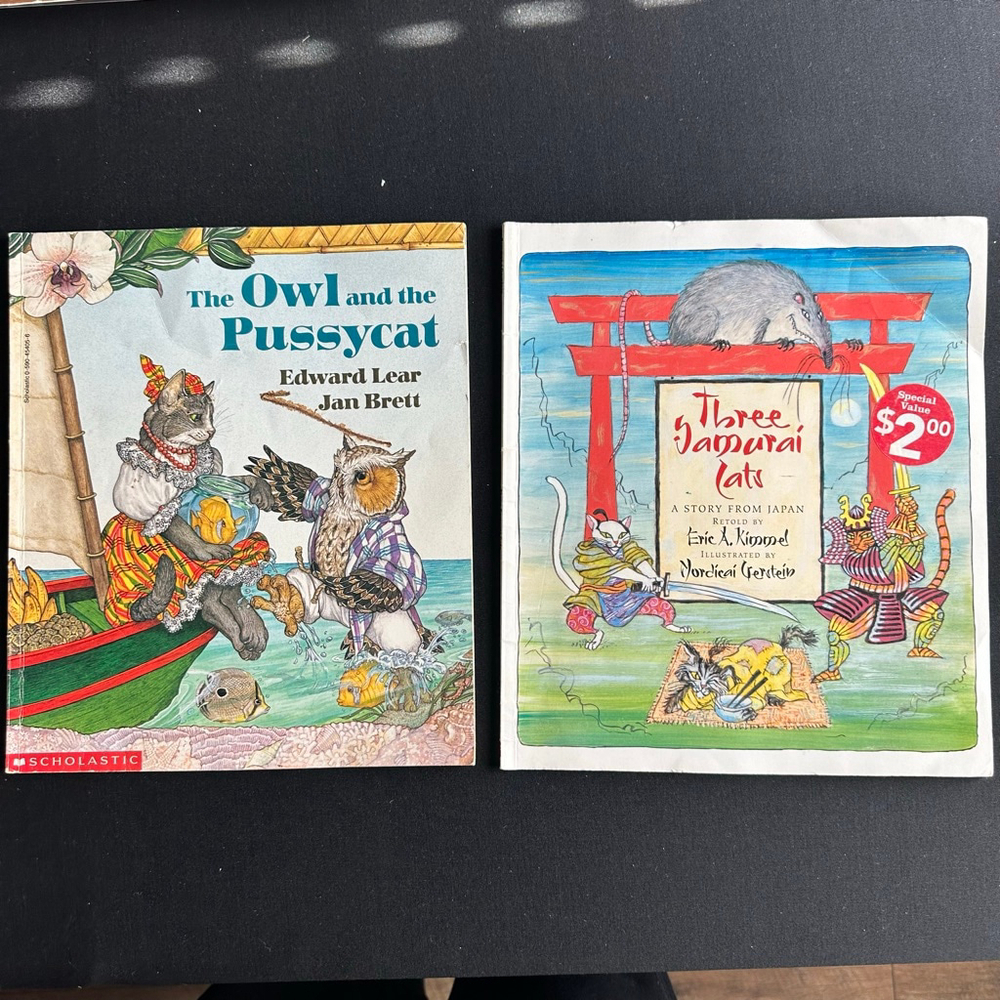 90’s Scholastic Kids cat books set three samurai cats, the owl and the pussycat￼